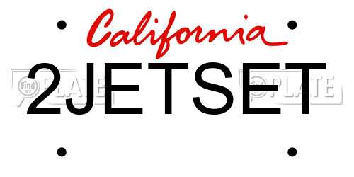 2JETSET California License Plate