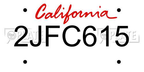 2JFC615 California License Plate
