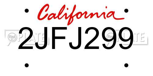 2JFJ299 California License Plate