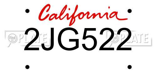 2JG522 California License Plate