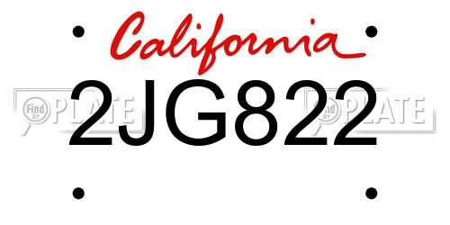 2JG822 California License Plate