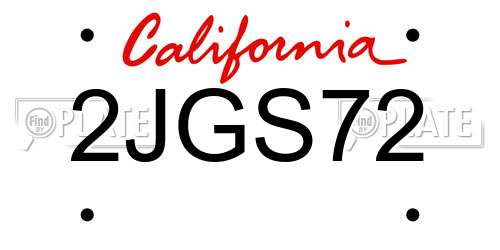 2JGS72 California License Plate
