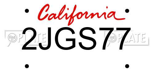 2JGS77 California License Plate