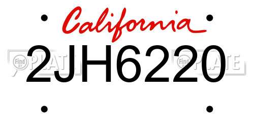 2JH6220 California License Plate