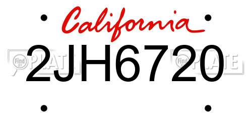 2JH6720 California License Plate
