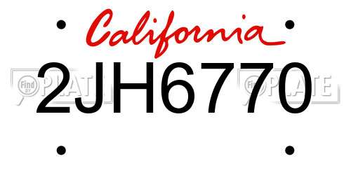 2JH6770 California License Plate