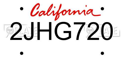 2JHG720 California License Plate