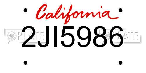 2JI5986 California License Plate