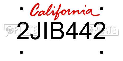 2JIB442 California License Plate