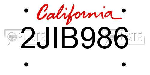 2JIB986 California License Plate