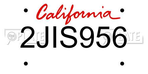 2JIS956 California License Plate