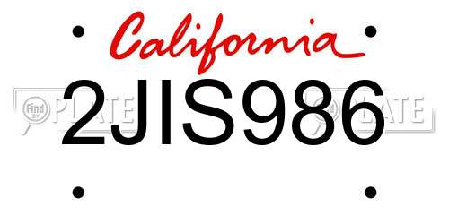 2JIS986 California License Plate