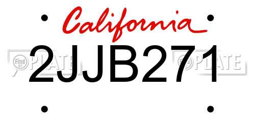 2JJB271 California License Plate