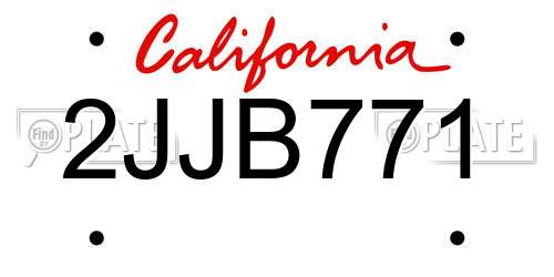2JJB771 California License Plate