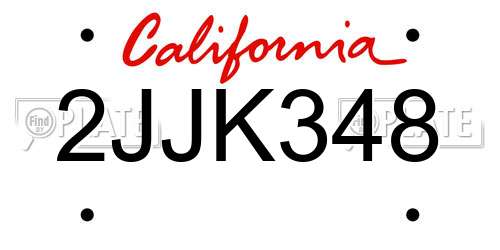 2JJK348 California License Plate