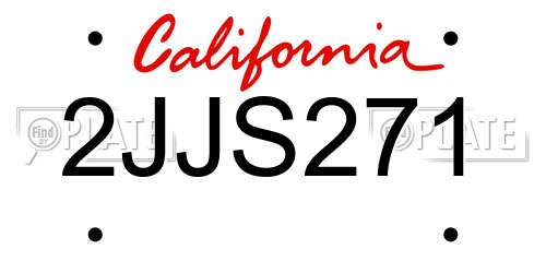 2JJS271 California License Plate