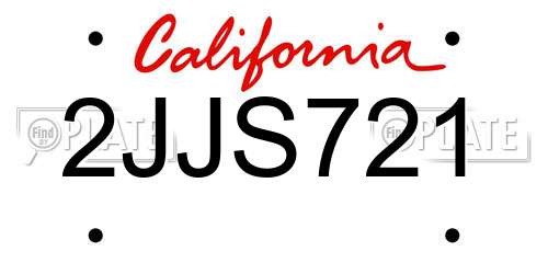 2JJS721 California License Plate