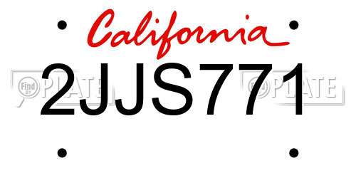 2JJS771 California License Plate