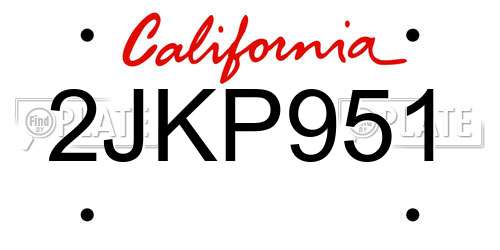 2JKP951 California License Plate
