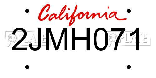 2JMH071 California License Plate