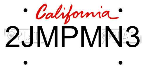 2JMPMN3 California License Plate