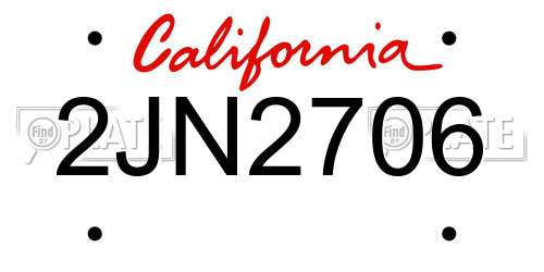2JN2706 California License Plate