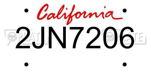 2JN7206 California License Plate