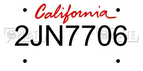 2JN7706 California License Plate