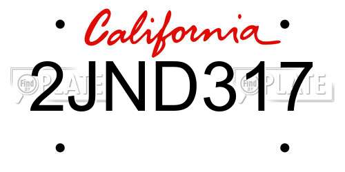 2JND317 California License Plate