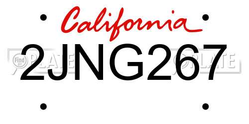 2JNG267 California License Plate