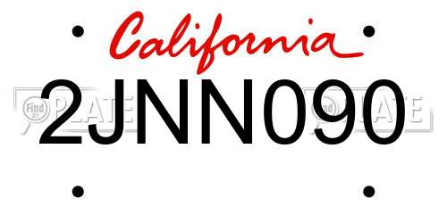 2JNN090 California License Plate