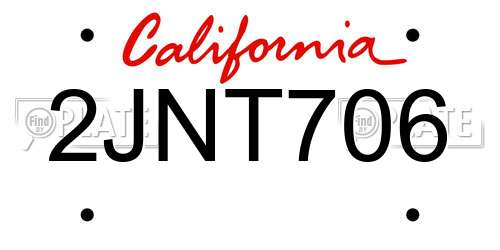 2JNT706 California License Plate