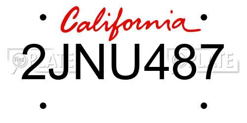 2JNU487 California License Plate