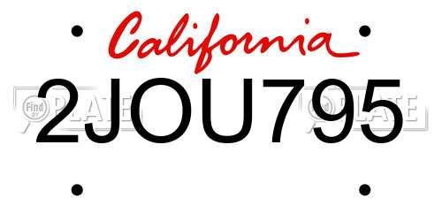 2JOU795 California License Plate
