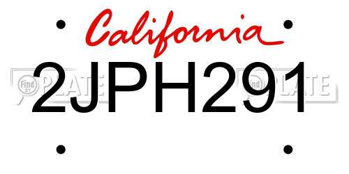 2JPH291 California License Plate