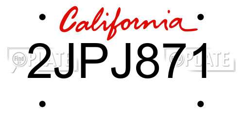 2JPJ871 California License Plate