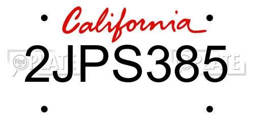 2JPS385 California License Plate