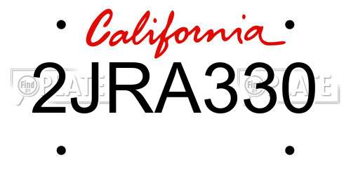 2JRA330 California License Plate