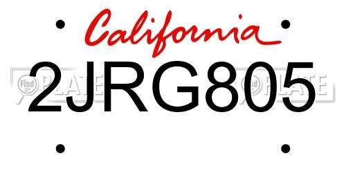 2JRG805 California License Plate