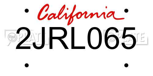 2JRL065 California License Plate