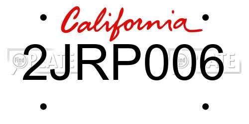 2JRP006 California License Plate