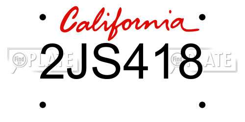 2JS418 California License Plate