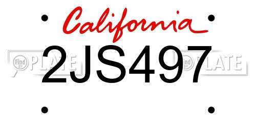 2JS497 California License Plate