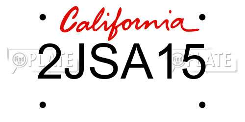 2JSA15 California License Plate