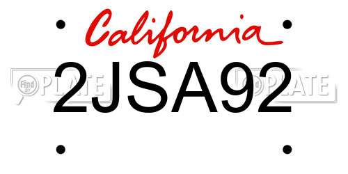 2JSA92 California License Plate