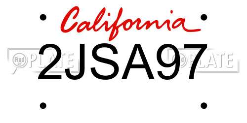 2JSA97 California License Plate