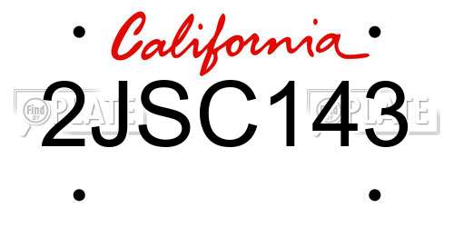2JSC143 California License Plate