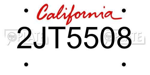 2JT5508 California License Plate