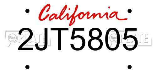 2JT5805 California License Plate