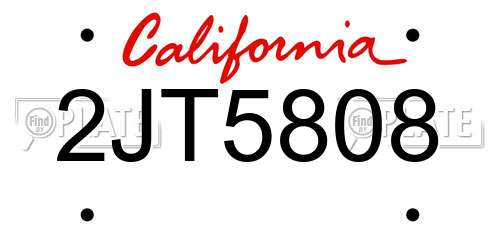 2JT5808 California License Plate